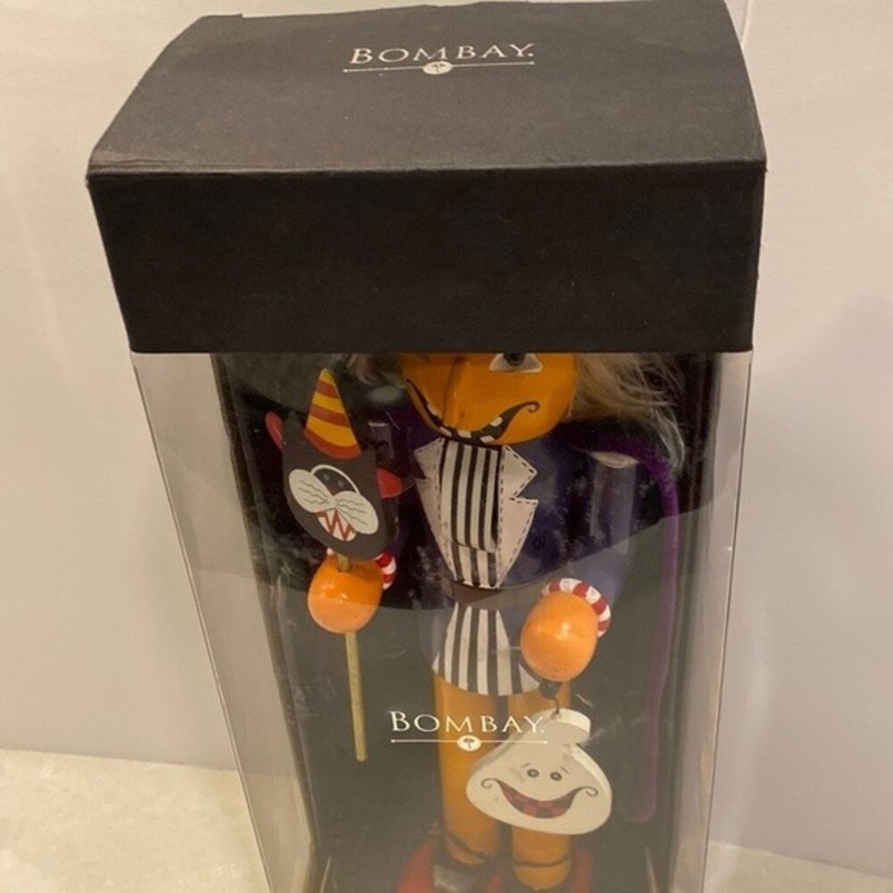 Very Rare Bombay Halloween Wooden Pumpkin 🎃 Nutcracker 15” Tall 5” Wide - Picture 16 of 16